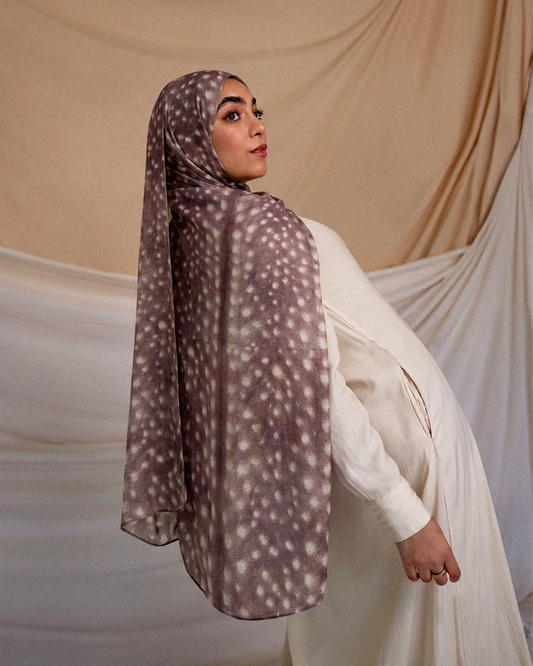 Fawn Deer Print Hijab (Dust Plum) //. Premium Summer Scarves