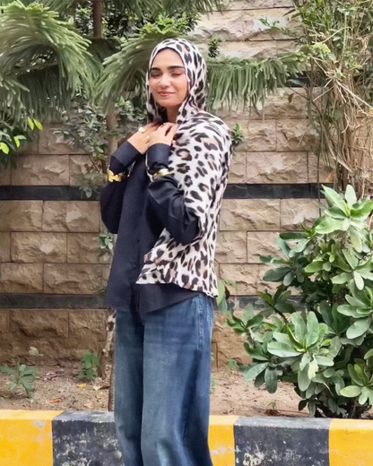 Snow Leopard Print Hijab //. Premium Summer Scarves