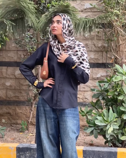 Snow Leopard Print Hijab //. Premium Summer Scarves