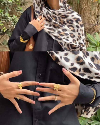 Snow Leopard Print Hijab //. Premium Summer Scarves