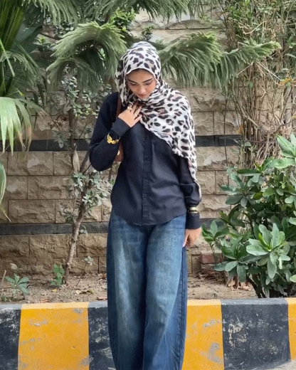 Snow Leopard Print Hijab //. Premium Summer Scarves