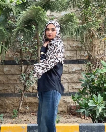 Snow Leopard Print Hijab //. Premium Summer Scarves