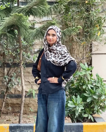 Snow Leopard Print Hijab //. Premium Summer Scarves