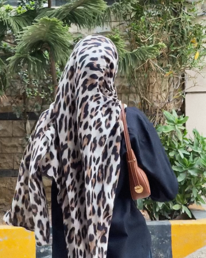 Snow Leopard Print Hijab //. Premium Summer Scarves