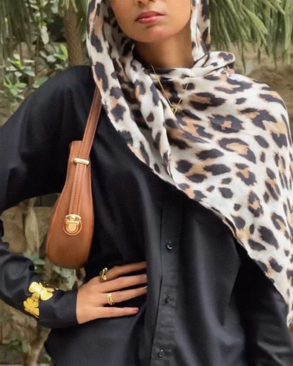 Snow Leopard Print Hijab //. Premium Summer Scarves