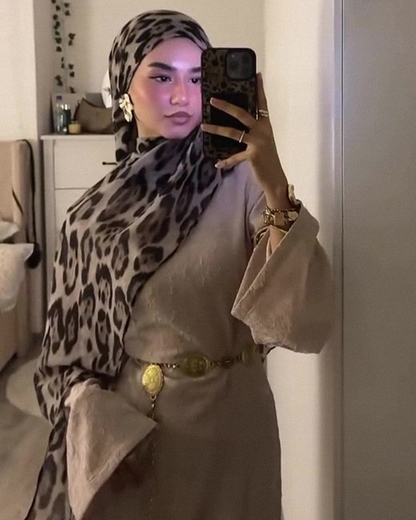 Snow Leopard Print Hijab //. Premium Summer Scarves