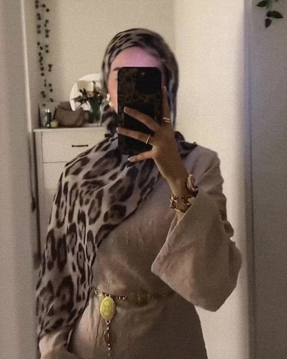 Snow Leopard Print Hijab //. Premium Summer Scarves